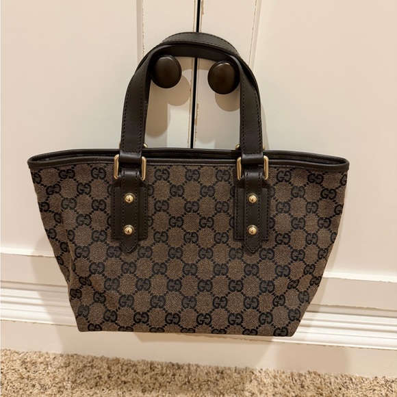 Gucci Brown GG Supreme Canvas Tote with Dark Brown Leather Trim - Picture 14 of 16